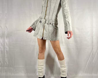 Y2K Diesel Utility Techwear Denim Cargo Dress Jacket Gorpcore Rare Archive Cyber Rave Mini Dress