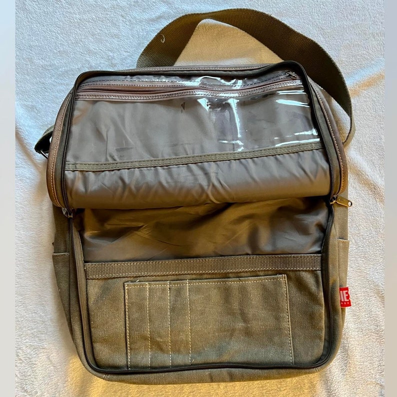Y2K Diesel Bag Cyber Techwear Unisex Leather & Canvas Satchel School Bag Work Bag Cross Body Bag Messenger Bag image 3