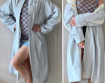 Late 80s / Early 90s Time Collection Pastel Trench Coat – Structured Cotton