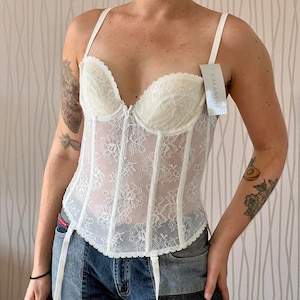 White Lace Corset Top Deadstock Angelic Coquette Y2K Corset