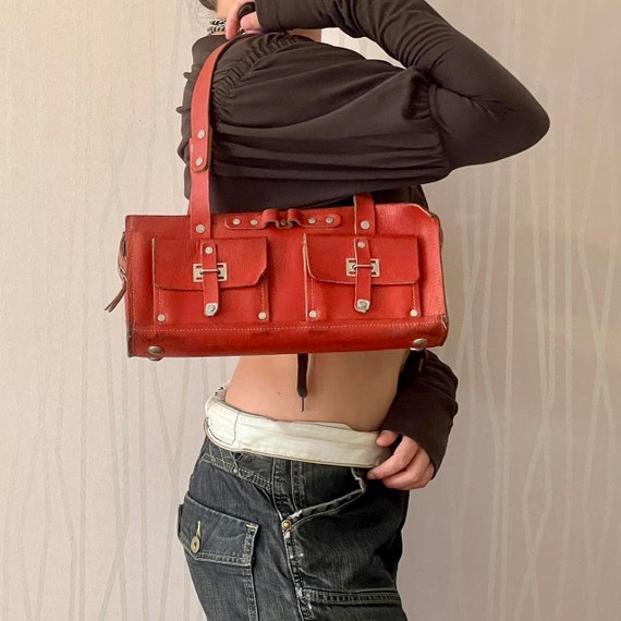 Rare Archive 90's Y2K Leather Diesel Red Baguette Shoulder - Etsy