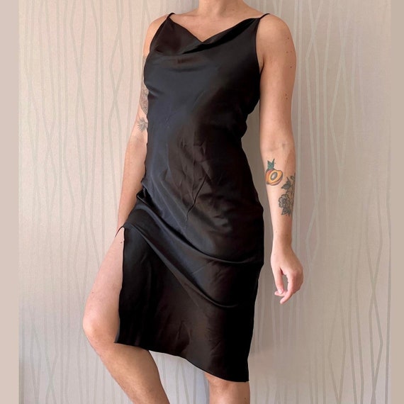 Y2K Whimsigoth Slip Dress Satin Cowl Neck Going out Dress
