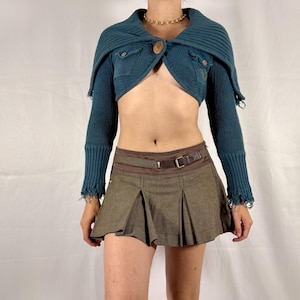 Y2K Diesel knit bolero cyber grunge distressed fold over cardigan deconstructed apocalyptic knitwear fairy whimsigoth shrug sleeves