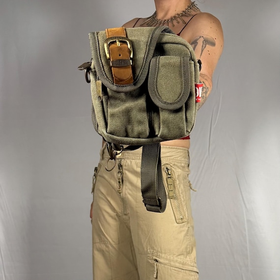 Y2K Vintage Diesel Canvas & Leather Belt Bag – Techwear / Gorpcore