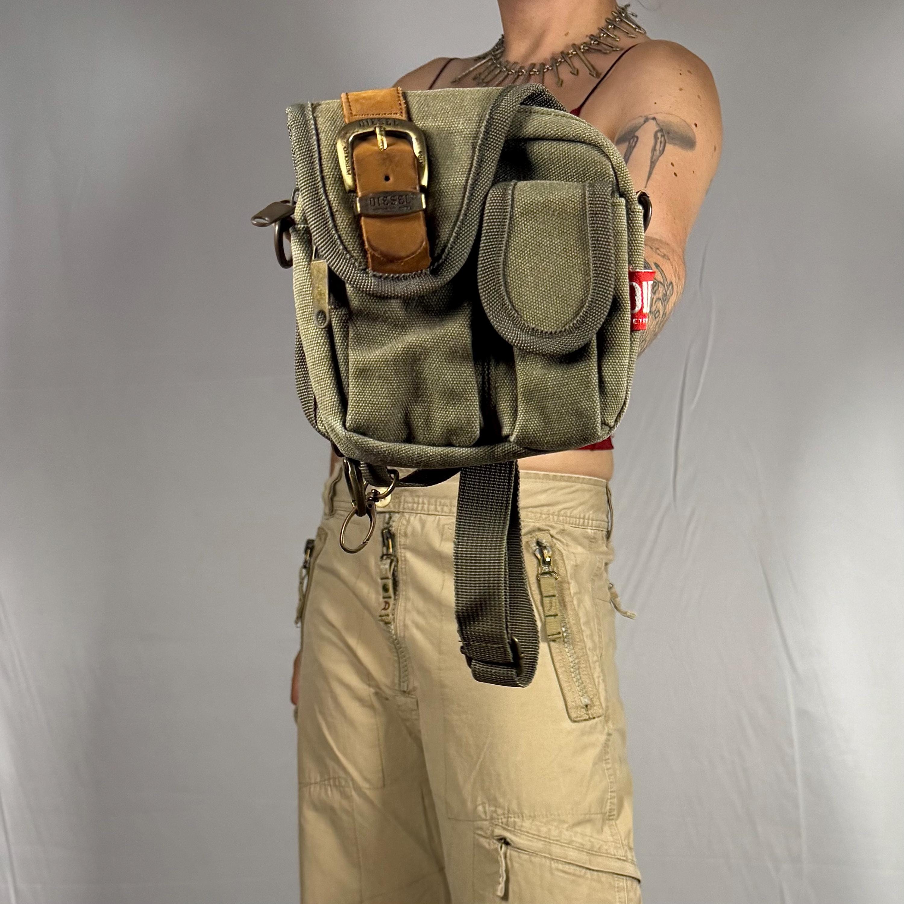 Y2K Vintage Diesel Canvas & Leather Belt Bag – Techwear / Gorpcore