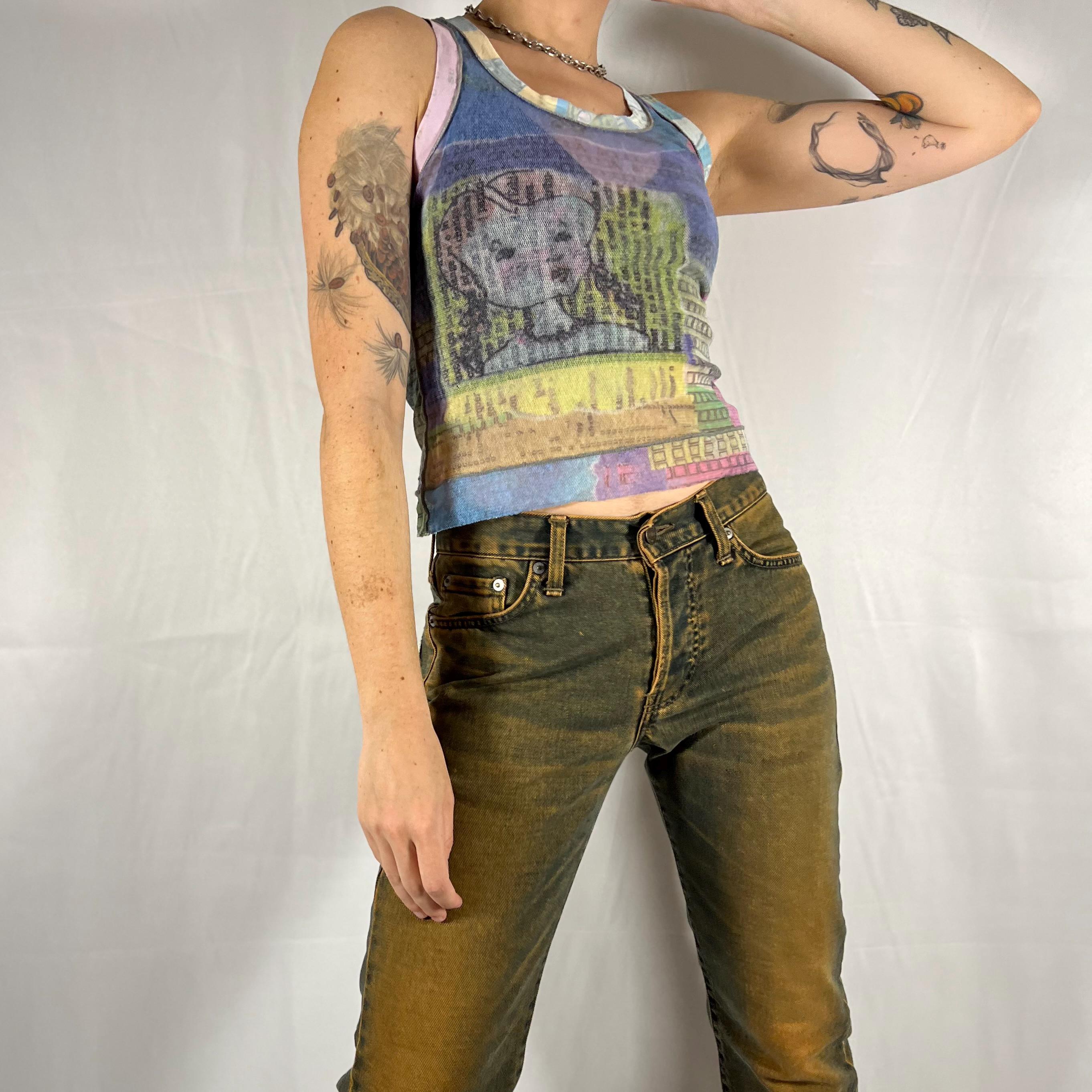 Y2K Cop Copine Cyber Rave Techwear Mesh Abstract Art Tank Top - Etsy