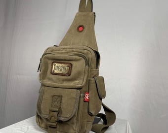 Y2K Diesel Utility Cargo Bag Canvas and Leather Techwear Unisex
