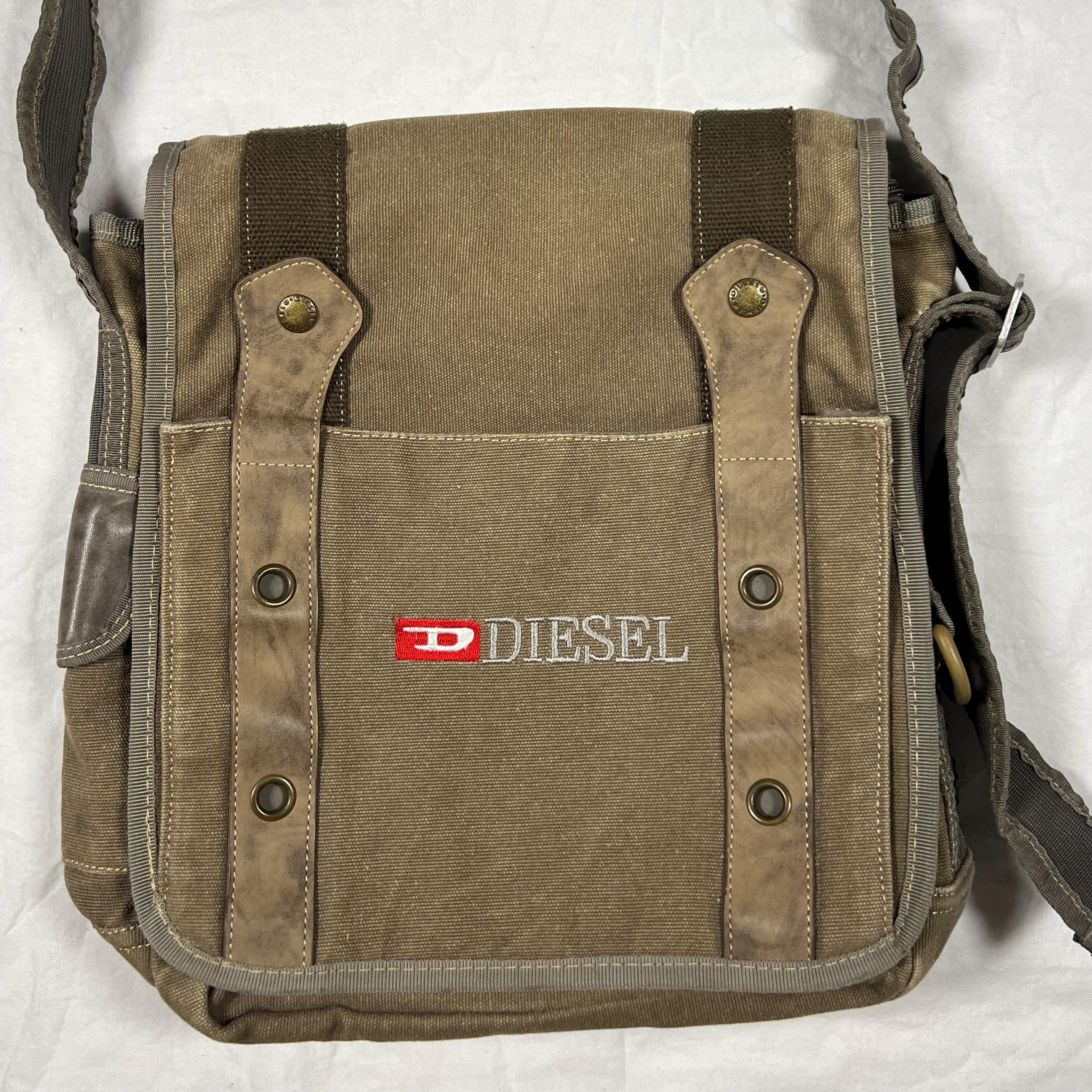 Y2K Diesel Utility Cargo Bag Canvas and Leather Techwear
