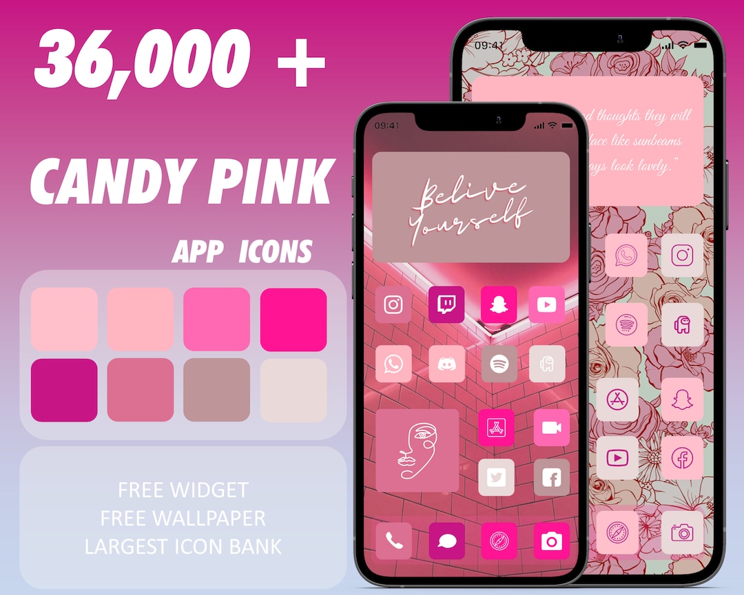 Candy Pink IOS Icons Pack Aesthetic Ios14,ios 15 App Icons,ios Widgets ...