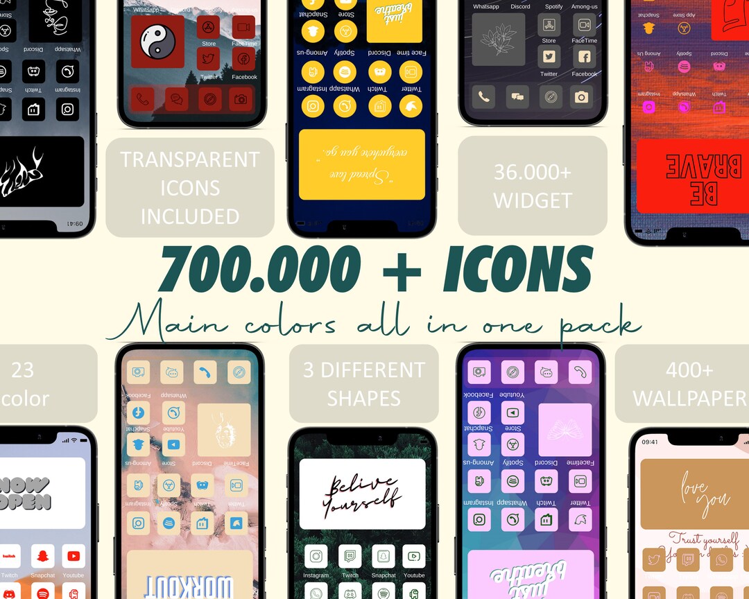 Main Colors IOS Icons Pack Bundle Aesthetic Ios14 , IOS 15 App Icons ...