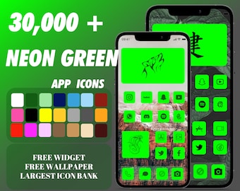 Neon Grüne Farben IOS Icons Pack Aesthetic Ios14, IOS 15 App Icons, Widgets und Wallpapers, 30000+ IOS App Icon, App Icons für ios 14