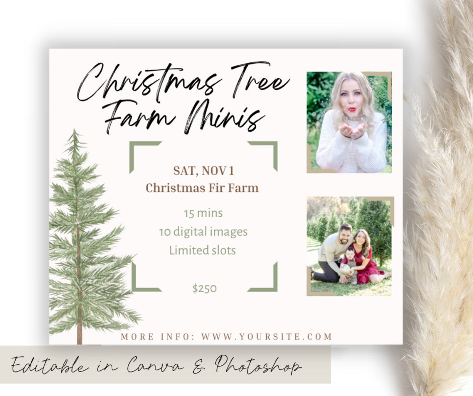 Christmas Tree Farm Mini Session Template for Photographers Editable ...