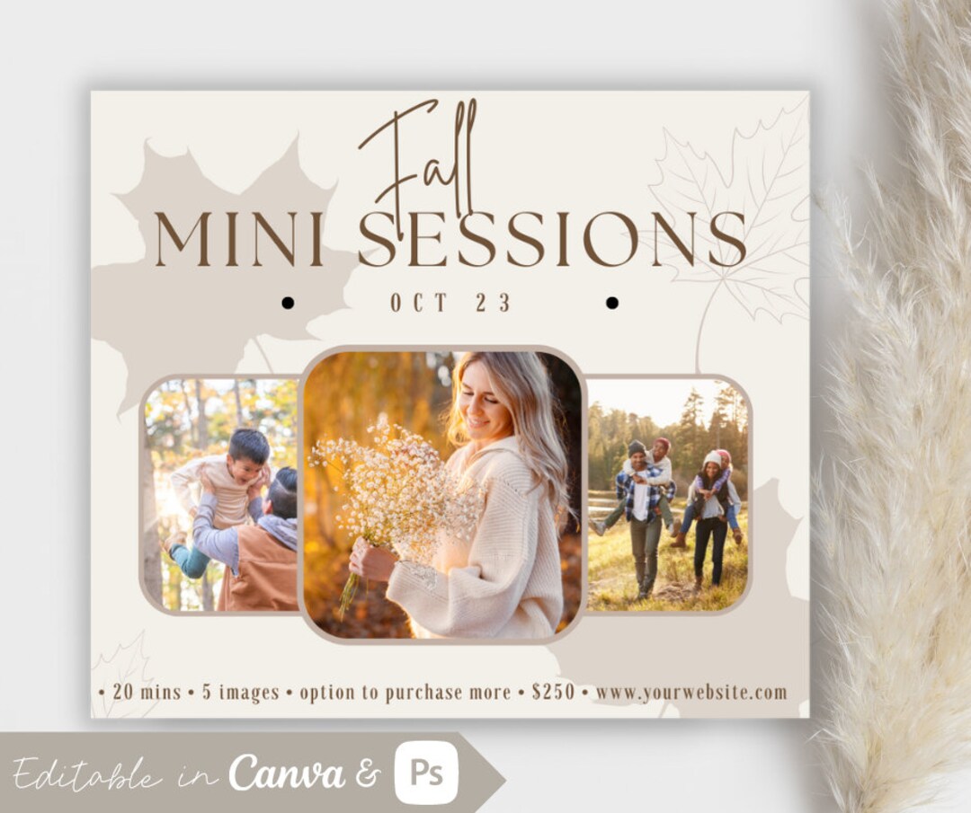 Fall Mini Session Template, Photography Marketing Board, Editable Fall ...