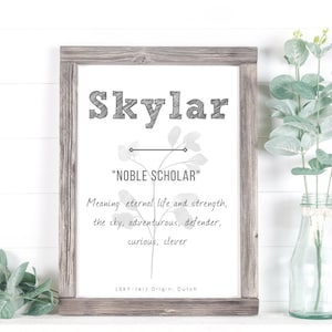 Sklar Baby Name Meaning, Baby Nursery Sign, Printable Baby Name Sign, Instant download, Skylar nursery sign, Printable name meaning, Skylar