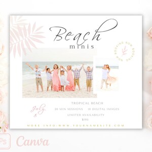 Beach Minis Template, Beach Mini Session Template, Beach Photo Session, Marketing Template, Canva Template, Photoshop Template, Editable