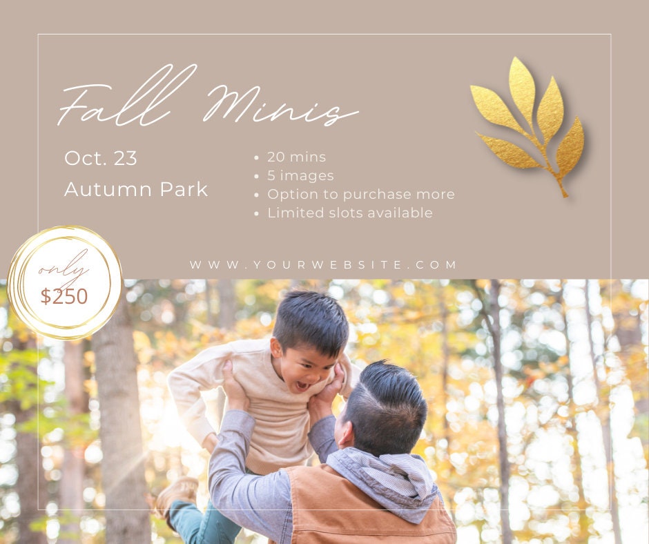 Minimalist Fall Mini Session Template, Photography Marketing Board ...