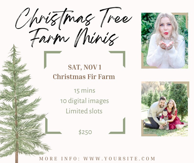 Christmas Tree Farm Mini Session Template for Photographers Editable ...
