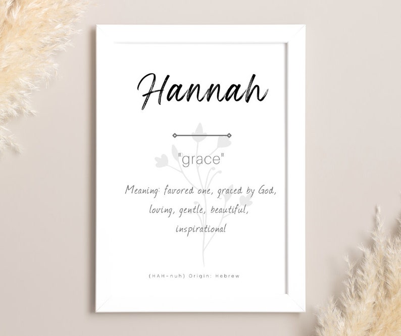 Hannah Name Meaning Nursery Sign Printable Baby Name Sign - Etsy