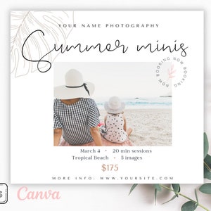 Summer Minis Template, Summer Mini Session Template, Summer Photo Session, Marketing Template, Canva Template, Photoshop Template, Editable