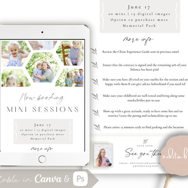 Newsletter Template, Mini Session Email, Photography Email Template, Family Photography, Canva Template, Photoshop Template, Mini Session