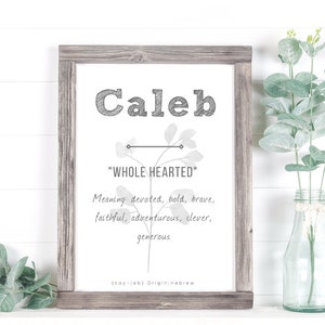 Caleb Baby Name Meaning, Baby Nursery Sign, Printable Baby Name Sign, Instant download, Caleb nursery sign, Printable name meaning, Caleb