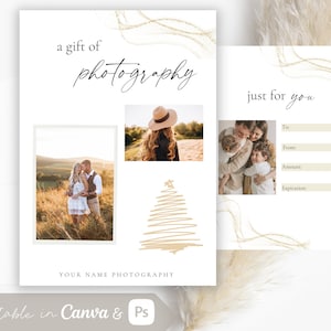Modèle de certificat-cadeau de photographe de Noël, carte-cadeau de Noël pour photographe, bon de photographie, carte-cadeau de photographie de Noël