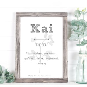 Kai Baby Name Meaning, Baby Nursery Sign, Printable Baby Name Sign, Instant download, Kai nursery sign, Printable name meaning, Kai meaning