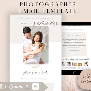 Photographer Email Template, Photography Emails, Canva Template, Photoshop Template, Reminder Email, Welcome Guide, Family Photographer