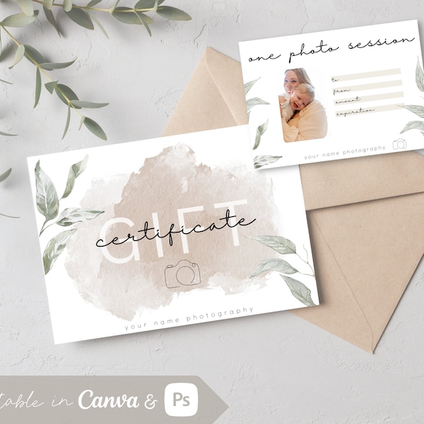 Photographer Gift Certificate Template Gift Card for Photographer Photography Voucher Photography Gift Card Graduation Gift Birthday Gift