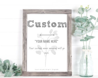 Custom Baby Name Meaning, Baby Nursery Sign, Printable Baby Name Sign, Instant download, nursery sign, Printable name meaning, custom name