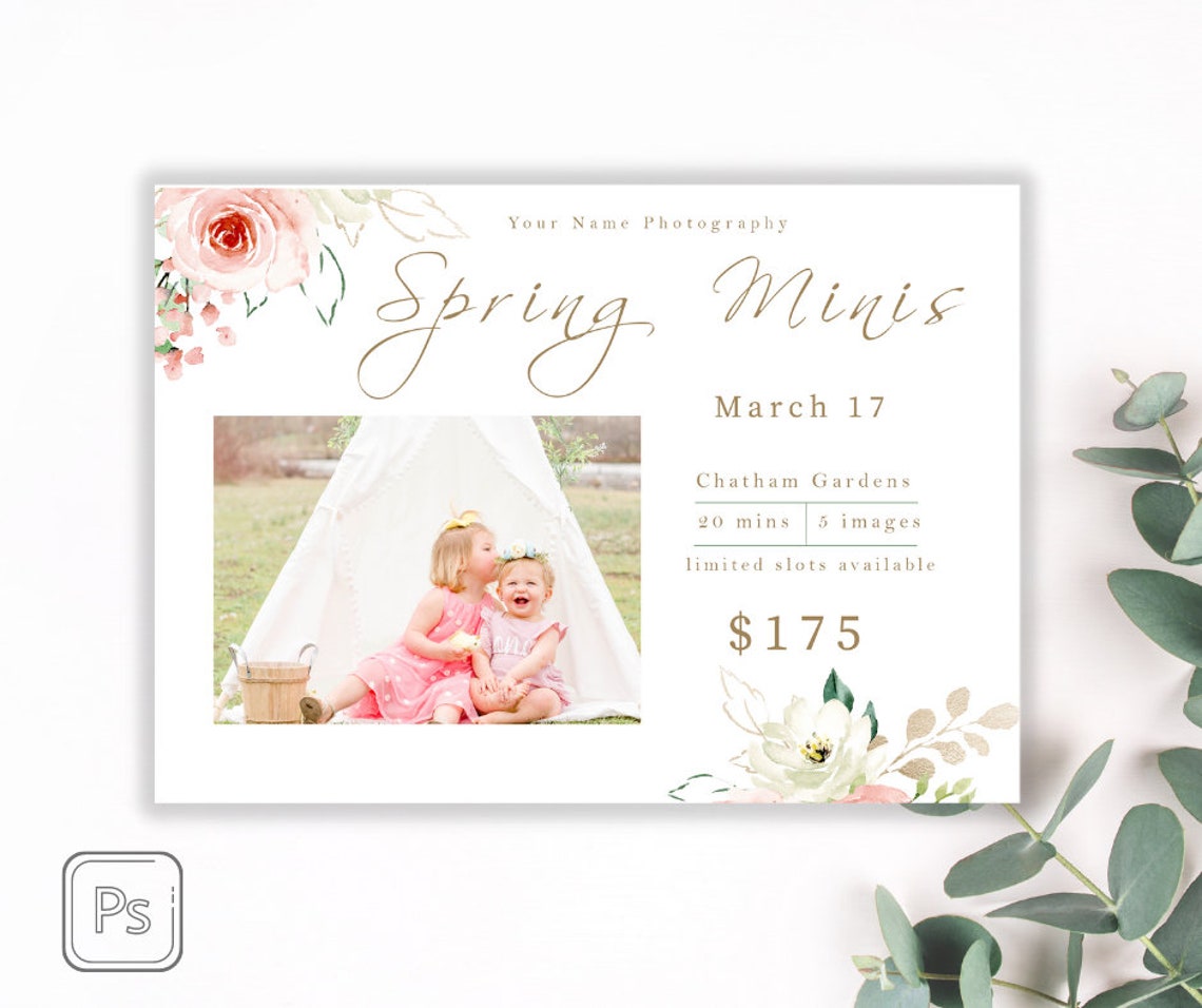 Floral Blush Spring Mini Session Ad Template, Spring Mini Session ...