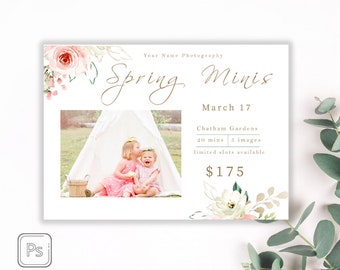 Floral Blush Spring Mini Session Ad Template, Spring mini session template, Spring minis, spring photo sessions, Facebook mini session ad