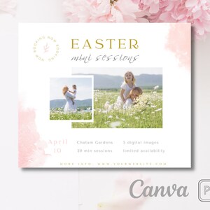 Easter Mini Session Template, Easter Minis, Easter Photo Session Ad, Spring Marketing Board, Photoshop and canva, instant download image 2