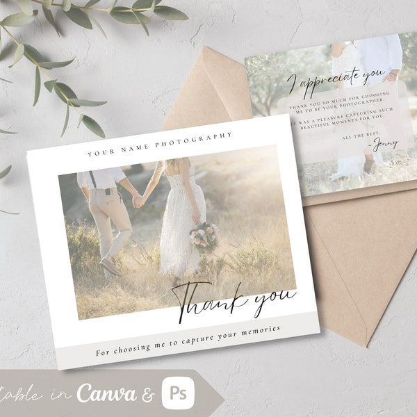 Photographer Thank You Card, Thank You Card from Photographer, Wedding Photographer, Photographer Template, Thank You Canva Template