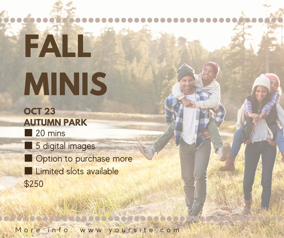 Minimalist Fall Mini Session Template Photography Marketing - Etsy