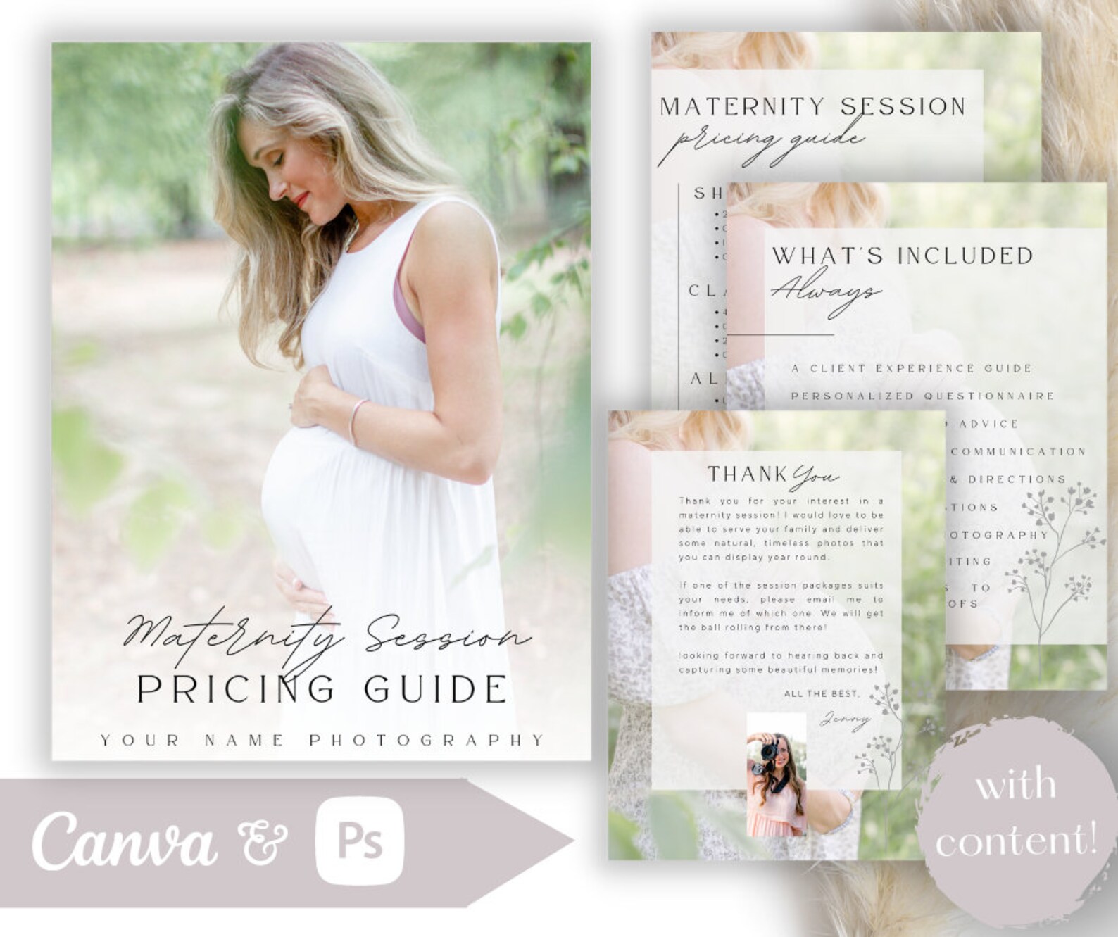 Maternity Pricing Guide, Photography Pricing Guide Template, Editable