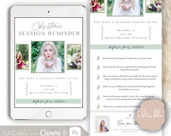 Christmas Newsletter Template, Session Reminder Email, Photography Email Template, Family Photography, Canva Template, Photoshop Template