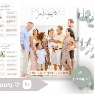 Family Posing Guide, Posing Prompts for Family Photographers, Mini Sessions, Editable Guide, Customizable Canva Photoshop