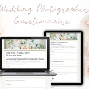 Wedding Photographer Questionnaire, Questionnaire for photography template, wedding photography form, business questionnaire, Google form