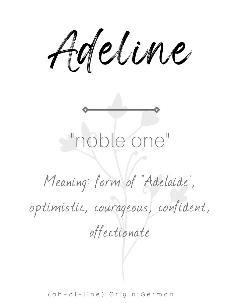Adeline Baby Name Meaning, Baby Nursery Sign, Printable Baby Name Sign ...
