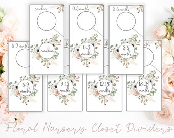 Floral Girl Nursery Closet Dividers, Printable closet dividers, baby girl nursery, nursery organizers, nursery dividers