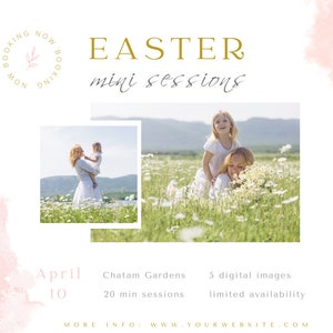 Easter Mini Session Template, Easter Minis, Easter Photo Session Ad, Spring Marketing Board, Photoshop and canva, instant download image 3