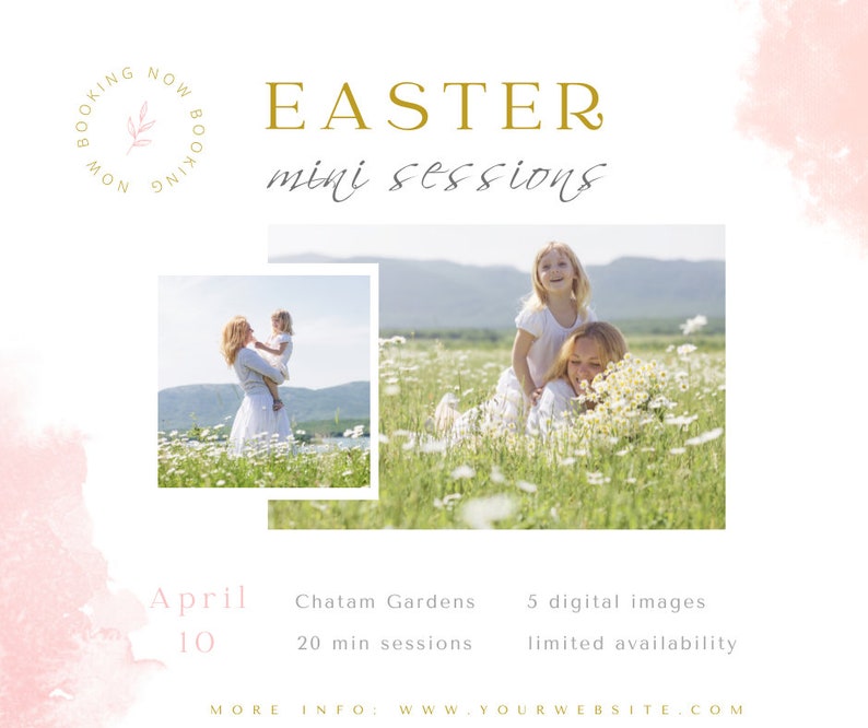 Easter Mini Session Template, Easter Minis, Easter Photo Session Ad, Spring Marketing Board, Photoshop and canva, instant download image 3