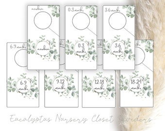 Eucalyptus Nursery Closet Dividers, Printable closet dividers, baby girl nursery, nursery organizers, nursery dividers, greenery