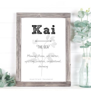 Kai Baby Name Meaning, Baby Nursery Sign, Printable Baby Name Sign