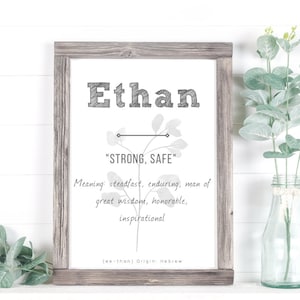 Ethan Baby Name Bedeutung, Baby Kinderzimmer Zeichen, druckbares Baby Namensschild, Sofortiger Download, Ethan Kinderzimmer Zeichen, druckbare Namensbedeutung, Ethan