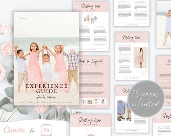 Blush Family Session Prep Guide, What to Wear Style Guide, Canva Template, Family Photography Client Experience Welcome Guide, Editable