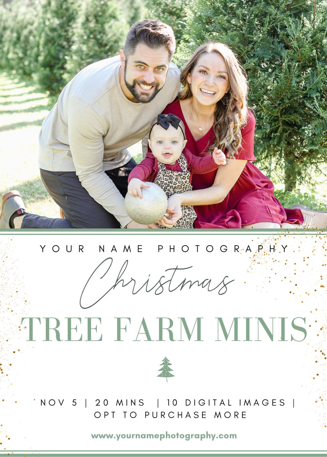 Christmas Tree Farm Mini Template, Christmas Mini Session, Family