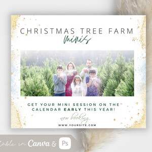 Christmas Minis Template, Christmas Mini Session, Family Photography, Editable Canva Template, Photoshop Template, Tree Farm Mini Session
