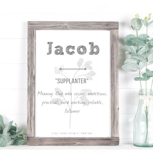 Jacob Baby Name Meaning, Baby Nursery Sign, Printable Baby Name Sign, Instant download, Jacob nursery sign, Printable name meaning, Jacob
